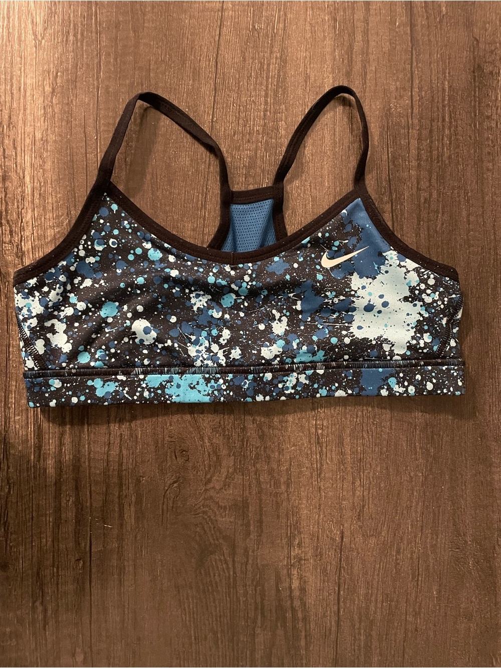 Nike Girl’s Reversible Black and Blue Splash Sports Bra